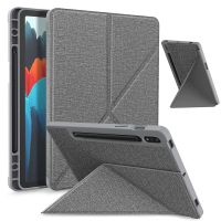 สำหรับ Galaxy Tab S7 Plus S7 FE 12.4นิ้วกรณีที่มีผู้ถือดินสอหลายพับหนังสือสำหรับ Galaxy Tab S8 Plus S8 +