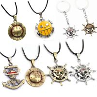 Anime One Pcs Necklace Luffy Ace Pendant Chain Choker Hat Rudder Logo Alloy Necklaces Accessories Cosplay Nice Gift