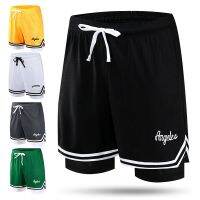 ? American three-point basketball pants for men and women with mesh lining but no more than the knee fake two-piece sports running training fitness shorts