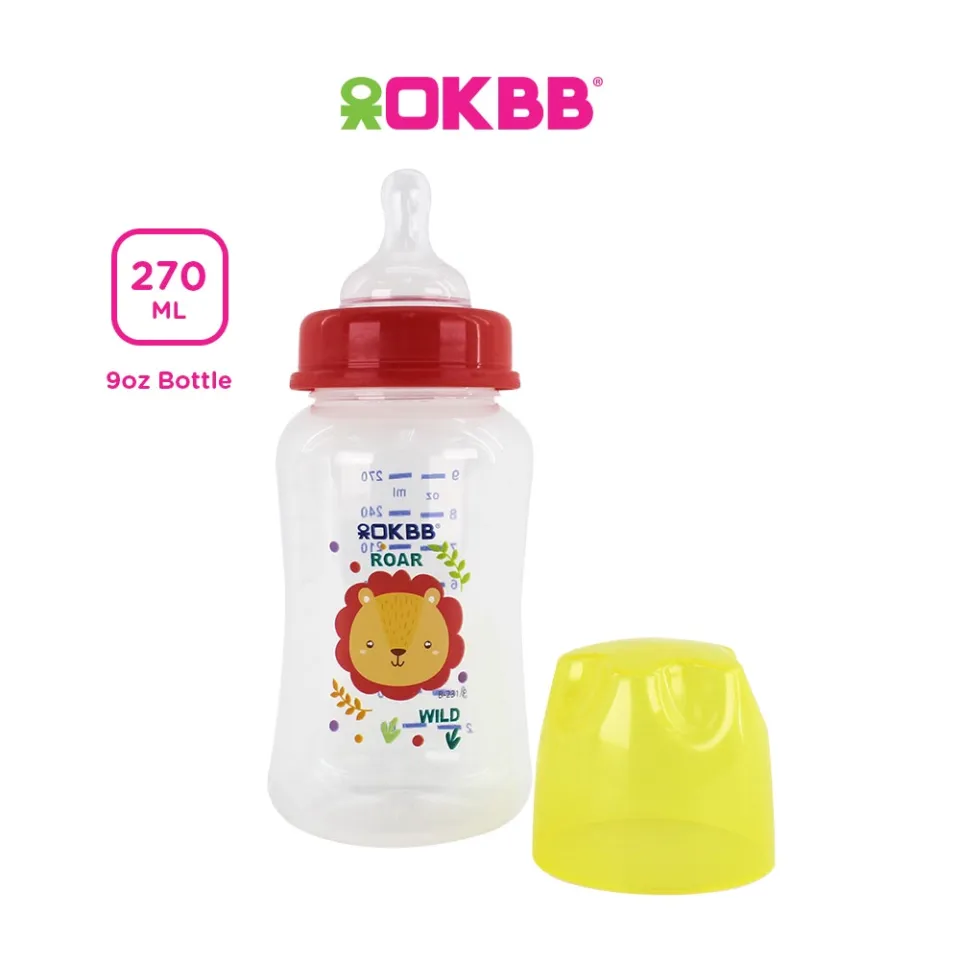 OKBB Twin Pack Baby Feeding Bottle Standard Neck Teats Feeding Essentials 9  Oz (270ml) B231P