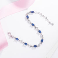 DAIWUJAN Aqua Blue Topaz Bracelets For Female 925 Sterling Silver Deep Blue Crystal Bracelet Party Valentines Day Jewelry Gift