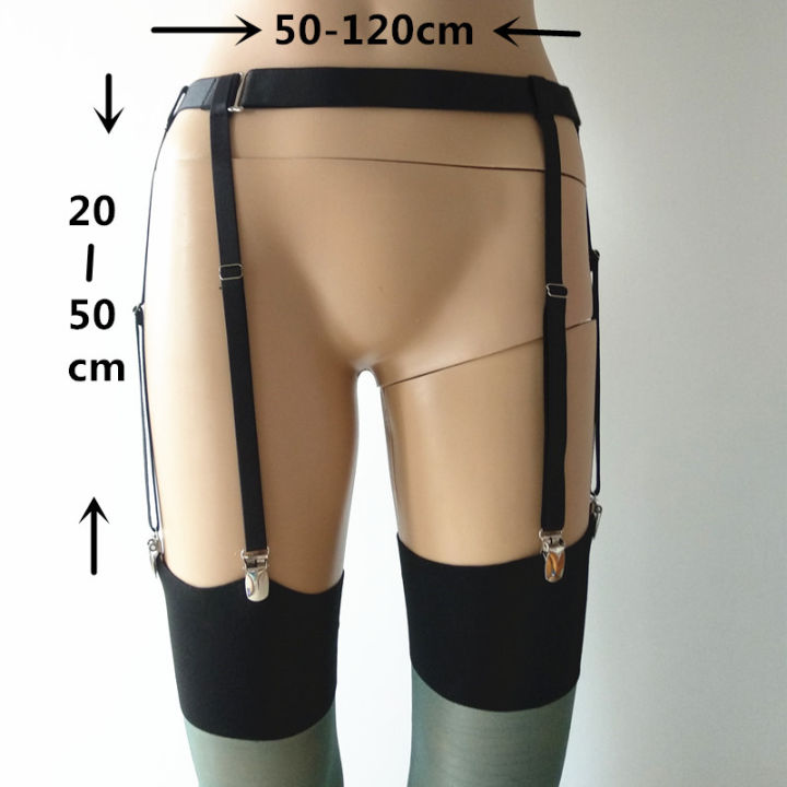 หกสายผู้หญิงปรับสีดำแขวนเอวเข็มขัดถุงเท้าสำหรับถุงน่อง-c-lubwear-ชุดชั้นในถุงเท้าเลดี้ถุงน่องเข็มขัด-sw039
