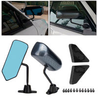 2pcs Universal Abs Glass Look Carbon Fiber F1 Bullet Mirror Retro Drift Racing Car Side Wing Rear View Blue Mirror Left+right