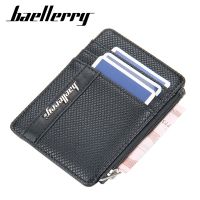 【Layor shop】 Men Ultra Thin Short Wallet Fashion Business Id/ Credit Card Holder Casual Women Mini Card Holder Wallets Coin Purse With Zipper