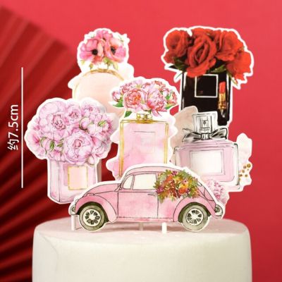 【❂Hot On Sale❂】 yixiao4564 เค้กคัพเค้กแต่งงาน Cakelove น้ำหอมดอกไม้รถกระดาษแข็งตกแต่งเค้กสำหรับงานแต่งงานงานวันเกิดของใช้งานหมั้น