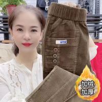 Womens 2023 New Autumn Winter Corduroy Casual Pants Ladies High Waist Thin Harem Trousers Fashion All-Match Pencil Pants Female