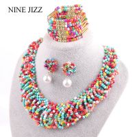 NINEJIZZ Bohemian Necklaces Fashion For Women Jewelry Handwoven Collier Long Tassel Beads Choker Statement Necklace Bracelet Set