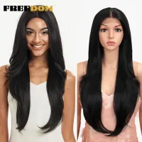 FREEDOM Synthetic Lace Front Wigs For Black Women Heat Resistant Straight Orange Pink Ombre Blonde 13x4 Lace Front Cosplay Wigs Wig  Hair Extensions P