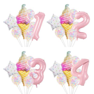 7PCS/SET 40 inch baby powder digital large ice cream aluminum film latex party decoration balloon set Adhesives Tape