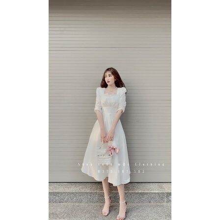 white-dress-with-square-neck-party-with-back-bow-hakieu-msp055