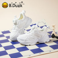 B. Duck รองเท้าเด็กรองเท้าโรงเรียนของเด็กห่วงรัดหมุนได้นักเรียนรองเท้าสีขาวเล็กตาข่ายระบายอากาศรองเท้ากีฬาของเด็กชายรองเท้าสำหรับเด็กผู้หญิง