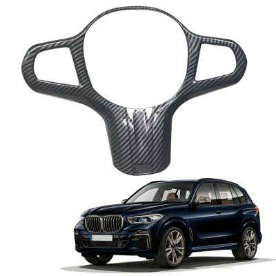 Car Carbon Fiber Steering Wheel Panel Cover Trim Decoration Frame Sticker For X5 G05 2022+