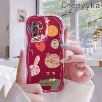 Chenyyka เคสปลอกสำหรับ Samsung กาแลคซี A72 4G A72 5G ลายการ์ตูนหมีจระเข้ A71เนื้อครีมลายคลื่นขอบกันกระแทกแบบใสนิ่มเคสมือถือโปร่งใสลายกล้องถ่ายรูปที่สร้างสรรค์เคสป้องกันซิลิกาเจล