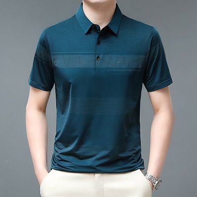 HOT11★BROWON Brand Cal Summer T Shirt Men Fashion Business Thin Anti Wrinkle Men Clothes Turn-Down Collar Short Sleeve T Shirts Men