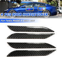 4 Pcs คาร์บอนไฟเบอร์รถภายนอกประตู Handle Cover Scratch Protector Trim สติกเกอร์อุปกรณ์เสริม Fit สำหรับ Tesla รุ่น S 2014-2019