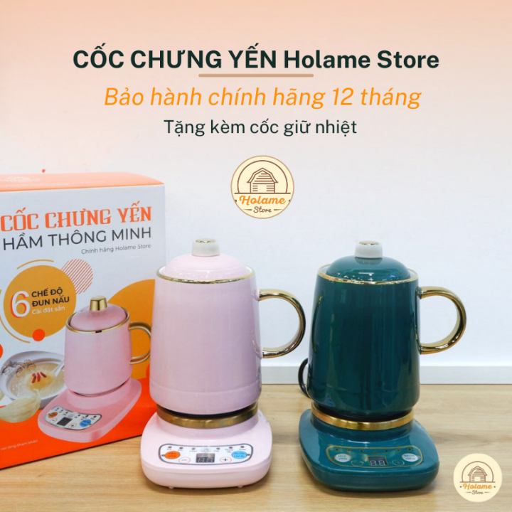 Cốc chưng yến, cốc hầm đa năng HOLAME STORE 500-800ml kèm đế điện, bảo hành  chính hãng 12 tháng 