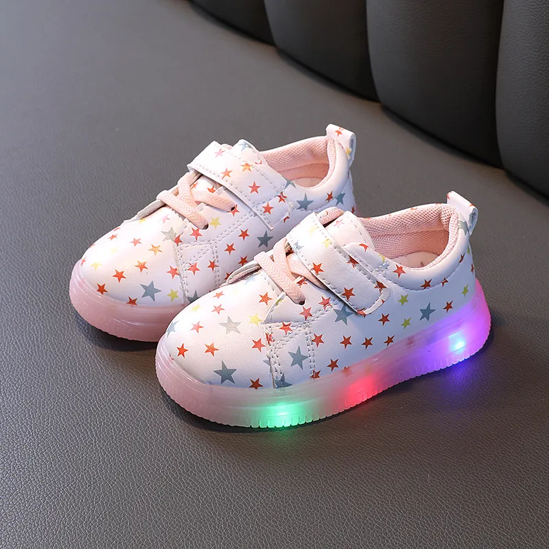 Pink stars printed 2025 led shoes