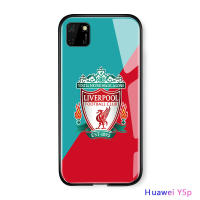 UCUC เคสโทรศัพท์เคสสำหรับ Huawei Y5P 2020 huwawei Y5P แก้วโทรศัพท์มือถือกรณีหรูหราลีกฟุตบอลคลับโทรศัพท์กรณีสำหรับเด็กโลโก้ตรากรณีกระจกนิรภัยปลอกป้องกันโทรศัพท์กลับกันกระแทกปก