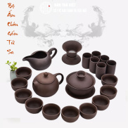 Bộ ấm chén uống trà bằng gốm Tử Sa và sứ cao cấp mẫu mới nhất 2023 chuyên