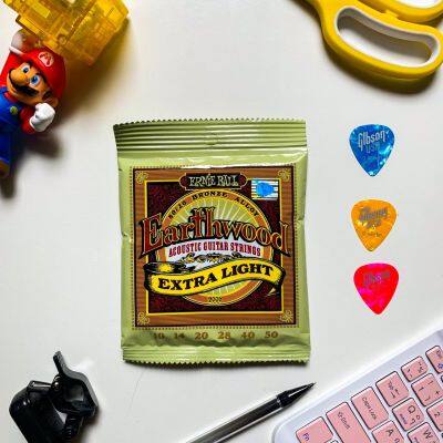 สายกีตาร์โปร่ง เออนี่บอล (Ernie Ball) Earthwood Extra Light เบอร์ 10  เเถมฟรีปิ๊กกีต้าร์ 3 อัน!! ราคาถูก พร้อมจัดส่งทั่วประเทศ