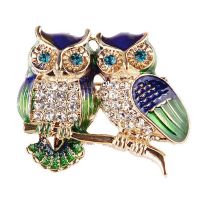 Delysia King Creative Cartoon Cute Owl Brooch Unisex High Grade Color Crystal Temperament Brooches