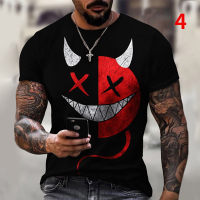 2023 NEW Casual Short Sleeved 3d Smiling Face Printed Loose Fitting T-shirt for Mens Fashion Size Xs-6xl fashion t-shirt