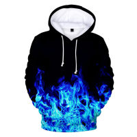 Blue Flame 3D พิมพ์ Hoodie Sweatshirt ผู้ชายผู้หญิงแขนยาว Harajuku Hoodies ชายเสื้อแจ็คเก็ต Streetwear Coats