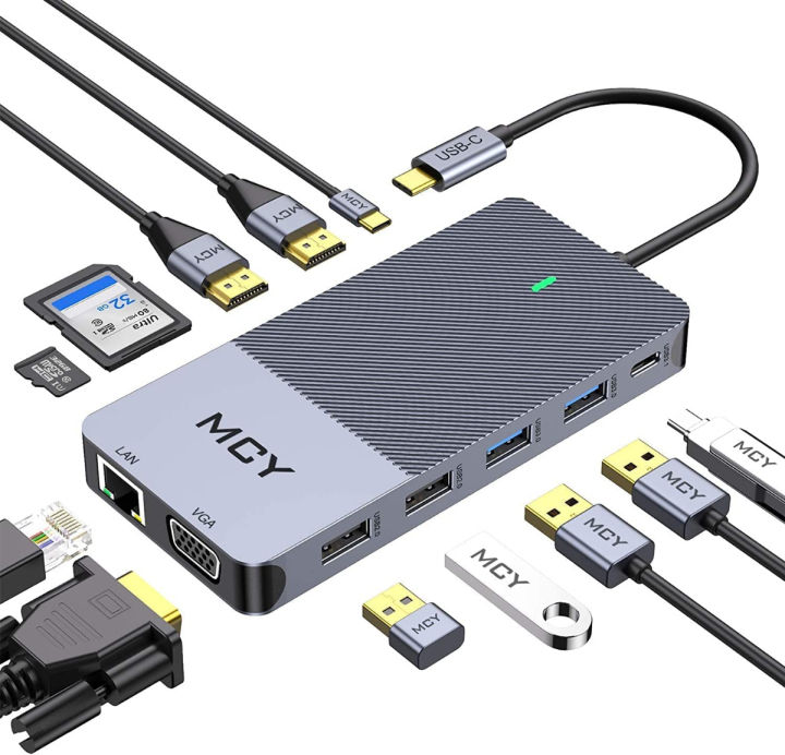  USB C Docking Station Triple Monitor, 12-in-1 USB C