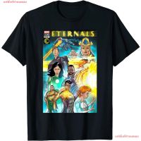 แฟชั่นที่กำหนดเอง ฮีโร่พลังเทพเจ้า มาร์เวลคอมิกส์ Marvel Eternals Galactic Group Shot Comic Cover T-Shirt เสื้อยืดพิมลาย