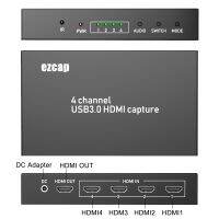 Ezcap264 4X1 HDMI แบบหลายตัวดู4ช่องสวิตช์ HD 1080P 60fps USB 3.0วิดีโอเกมการ์ดบันทึกพีซีสตรีมสด