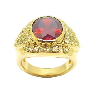 แหวนผู้ชาย แหวนทองผู้ชายแหวนแฟชั่น พลอยโกเมน แหวนผู้ชายทองชุบ แหวนชุบทอง 24k ชุบทอง โกเมนแดง บริการเก็บเงินปลายทาง