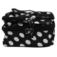 Black Travel Cosmetics Make Up Bags Beauty Womens Organiser Toiletry Purse Handbag Polka Dots Design Gift