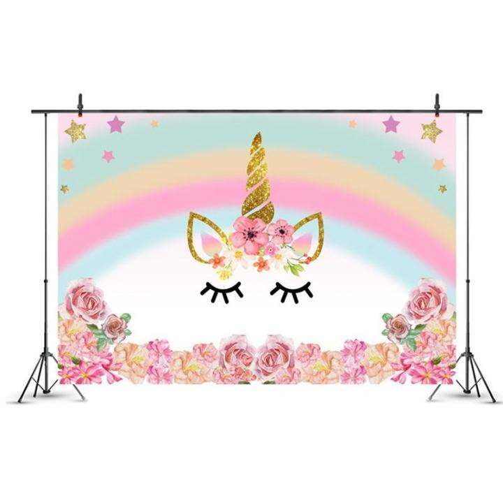 rainbow-unicorn-birthday-backdrop-pink-floral-unicorn-backdrops-7x5ft