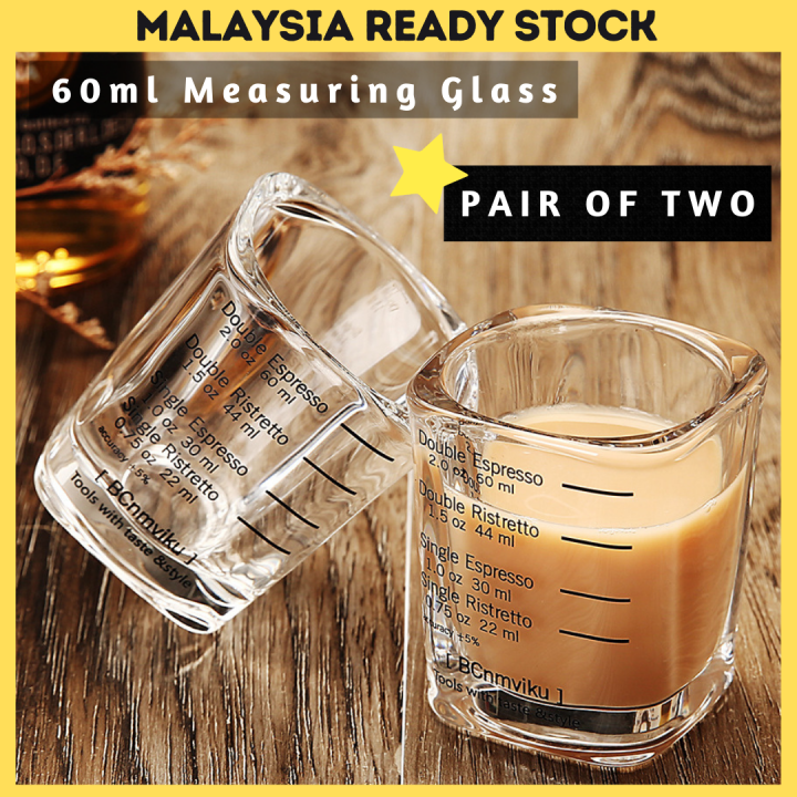 2 Pack Shot Glasses Measuring cup Espresso Shot Glass Liquid Heavy