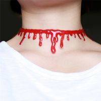 【cw】 Choker Necklaces Horror Blood Drip Necklace Fun Joke