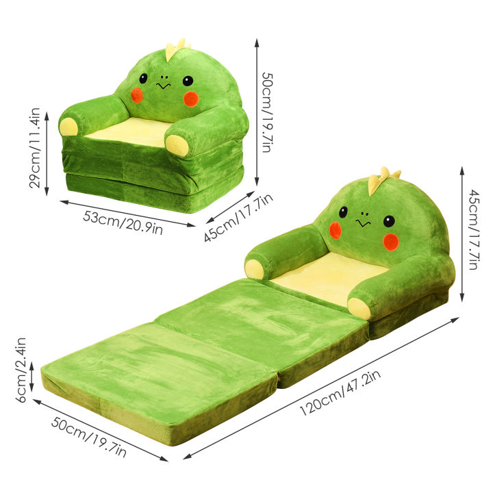 โซฟาสำหรับเด็กพับได้3ชั้นโซฟาเด็กห้องนอนโซฟากำมะหยี่ห้องนั่งเล่นพับได้น่ารักแบบ2-in-1กลางแจ้ง