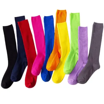 Neon Color Women Stockings Sexy Evening Party High Knee Socks