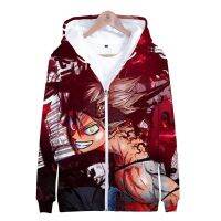 Black Clover 3D Hoodie แฟชั่นฮาราจูกุซิป Hoodie การ์ตูนญี่ปุ่นเสื้อผ้าอะนิเมะเด็กชาย / หญิงเสื้อเด็กเสื้อกีฬาแฟชั่น