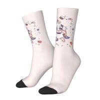 Autumn Winter Cool Mens Womens Genshiin Impact Chibi Paimon The Great Emergency Food Socks Non-slip Crew Socks Socks Tights