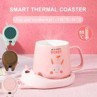 แก้วการ์ตูน Warm Heating Coaster Mat 3-Speed ปรับ Anti-Slip ถ้วยเครื่องทำความร้อน Anti-Scald อุณหภูมิคงที่ Coasters ชุดของขวัญ