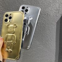 3d Three-Dimensional Fashion nd Violent Bear Electroplated Apple 13 Phone Case 11 All-Inclusive Soft Cover 12pro Couples 78p