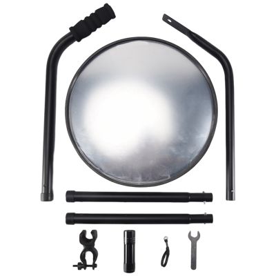 Under Vehicle Inspection Mirror - 12-Inch Diameter Security Mirror with Wheels and LED Light