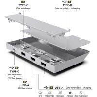 สำหรับ Tesla รุ่น3 Y 45W Quick Charger Docking Station 7พอร์ต Type C USB Shunt Hub Adapter อุปกรณ์ตกแต่งภายในรถยนต์