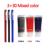 ชุดปากกาเจลเติม3ปากกา + 30ปากกาหมึกเจลสีดำ/ สีน้ำเงิน/แดงขนาด0.5มม. ปากกาหมึกเจลสีสำหรับใช้ในสำนักงาน &amp; โรงเรียนเติมใหม่ได้ปากกาสำหรับเขียนประจำวันอุปกรณ์เครื่องเขียนในโรงเรียน