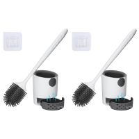 2X Toilet Brush with Holder, Silicone Toilet Bowl Cleaning Brush and Holder Set