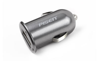 PISEN อะแดปเตอร์ชาร์จไฟในรถยนต์ iCar Charger USB 5 โวลล์ 1000mA ขาล็อคแบบสปริงเพื่อการยึดเกาะช่องเสียบในรถที่ดียิ่งกว่า ชาร์จไฟเร็ว - สีซิลเวอร์
