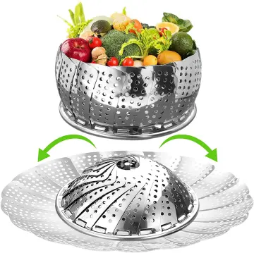 1pc Veggie Vegetable Steamer Basket, Folding Steaming Basket, Metal Stainless  Steel Steamer Basket Insert, Collapsible Steamer Baskets for Cooking Food,  Expandable Fit Various Size Pot