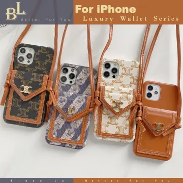 BL Phone Case For iPhone 14 13 12 11 Pro Max XS Max X XR 7 8 PlusLeather Luxury  LV Fashion Phone Case flip holder Phone Cover Card Slot with Sling Strap