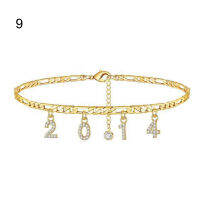 BODHI Year 2006-2014 Number Pendant Anklet Chain Adjustable Bracelet Birthday Gift