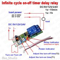 สวิทช์รีเลย์ตัวจับเวลาดีเลย์ไม่มีสิ้นสุดทริกเกอร์ Dc 5V/12V/24V เปิดปิดโมดูลลูป1S-100S/0-15Min/0-60Min/0-24H